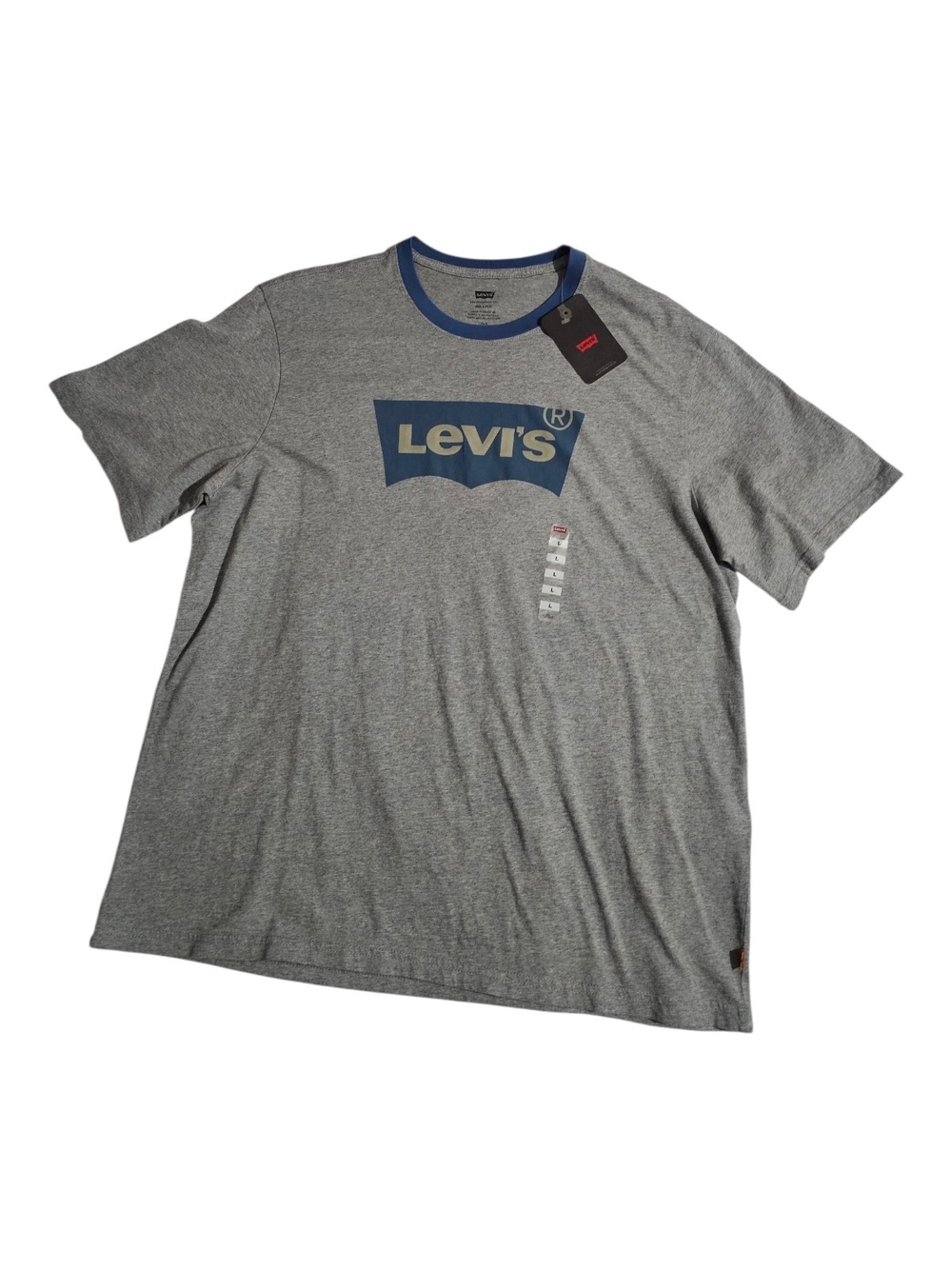 Levi's Grey Tee with Navy Logo and Trim